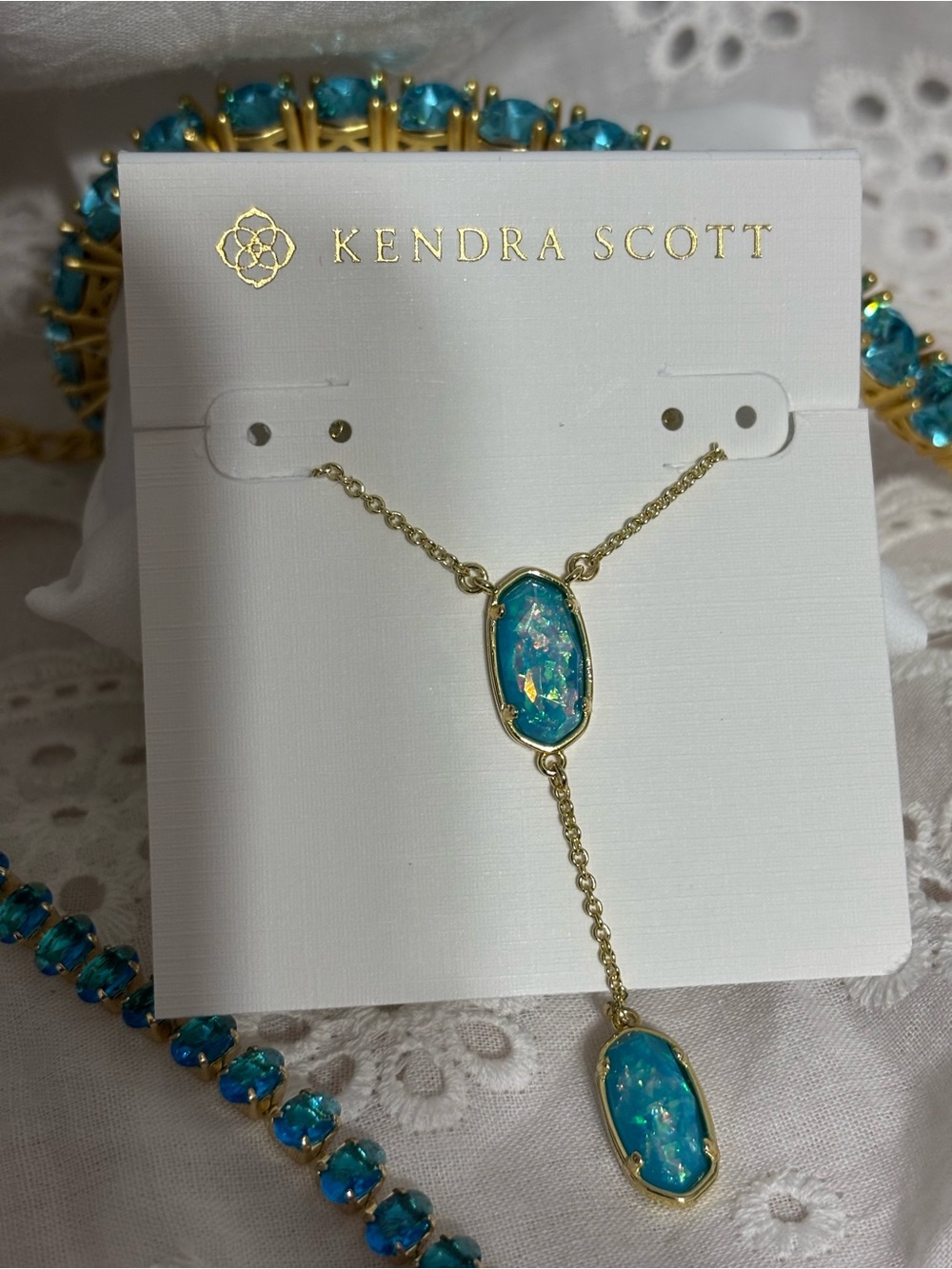 Kendra Scott Blue & Gold Pendant Necklace NWT